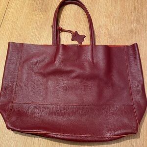 Adoratti Elegant Red Leather Tote Bag